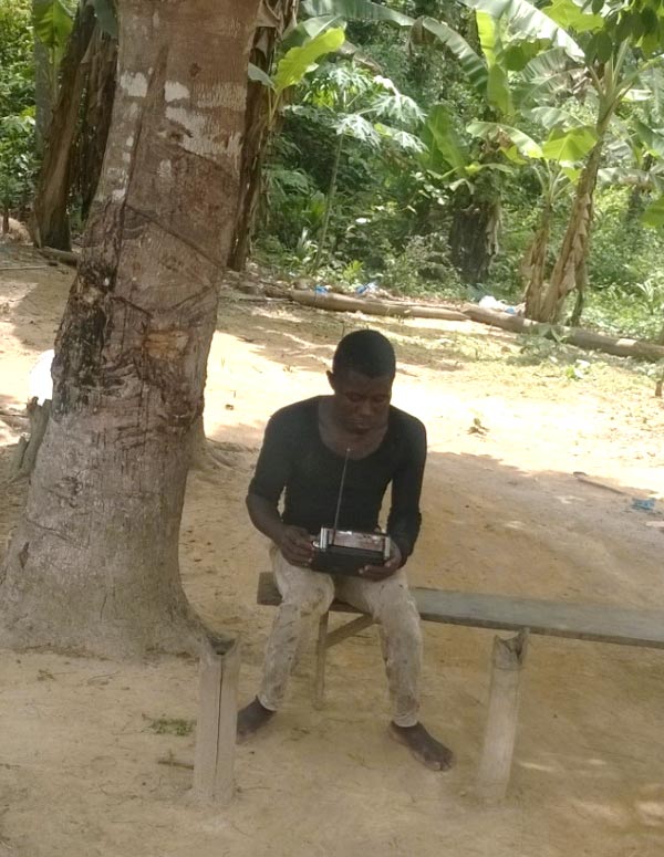 The radio program reaches communities all over Grand Bassa County, even as far as where Emmanuel, pictured above, lives near Zondo community. Emmanuel listens intently to the Americares radio show every other week, as he says it talks about the exact issues facing the community.
